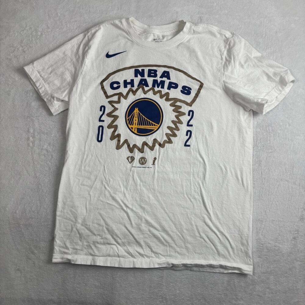 Nba Champs Golden State Warrior White Short Sleeve Locker Room Shirt L